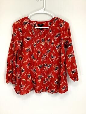 Gap Kid’s Girl’s Pleated Floral Long Sleeve Blouse Youth Size XXL